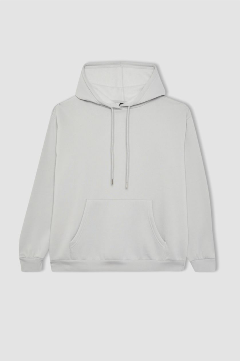 نساء رمادي سويت شيرت قصة مريحة بغطاء للرأس