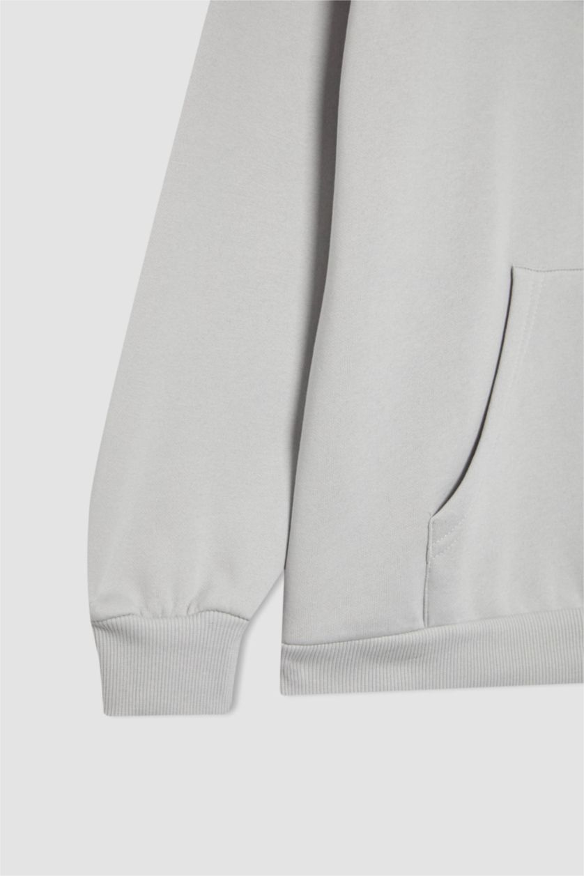 نساء رمادي سويت شيرت قصة مريحة بغطاء للرأس