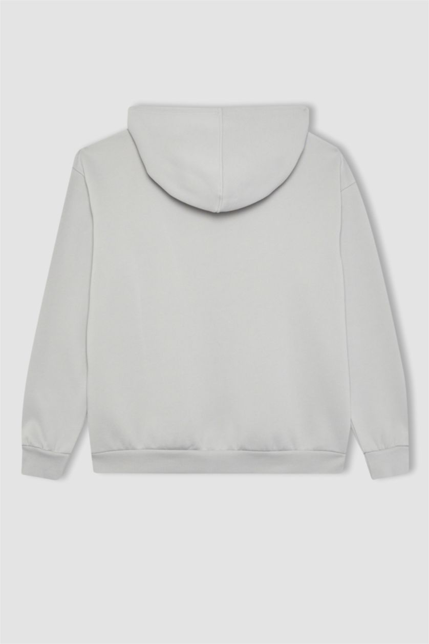 نساء رمادي سويت شيرت قصة مريحة بغطاء للرأس