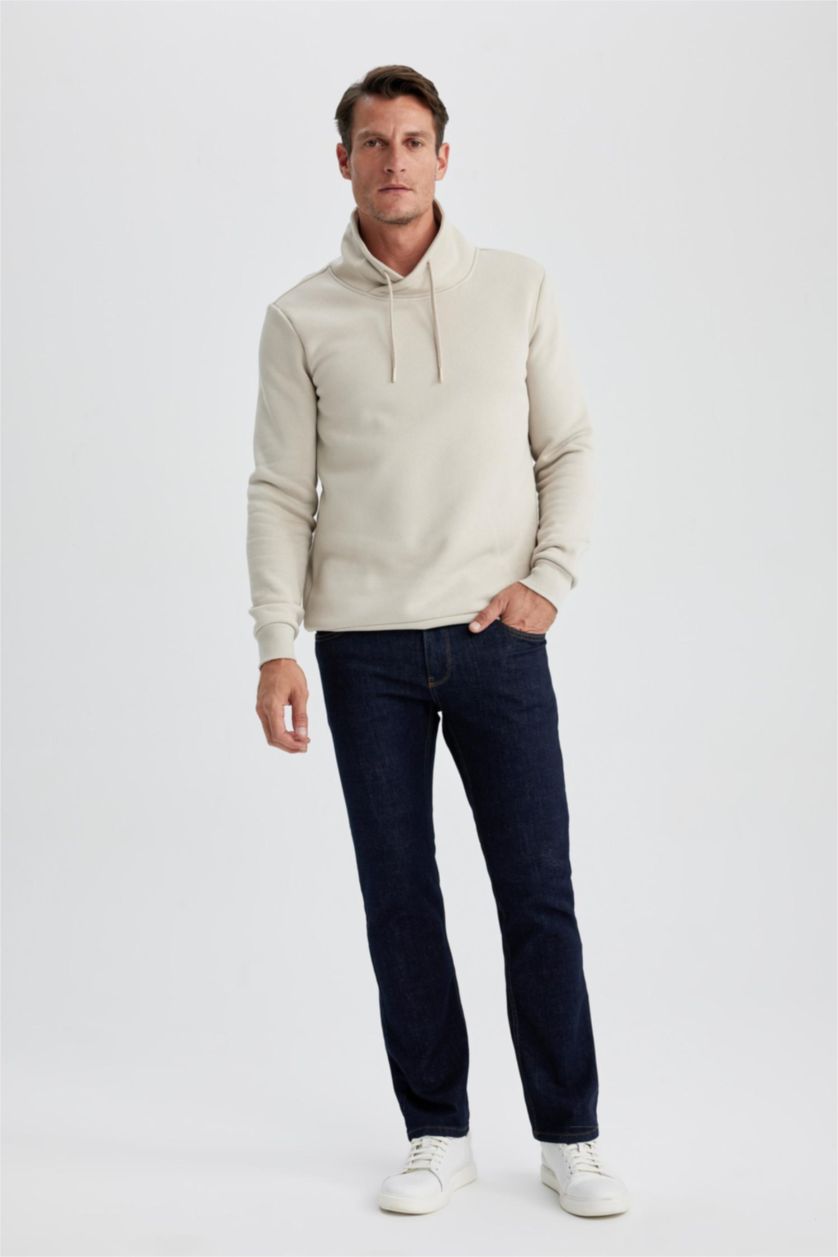 رجالي بيج سويت شيرت قصة عادية بياقة شال