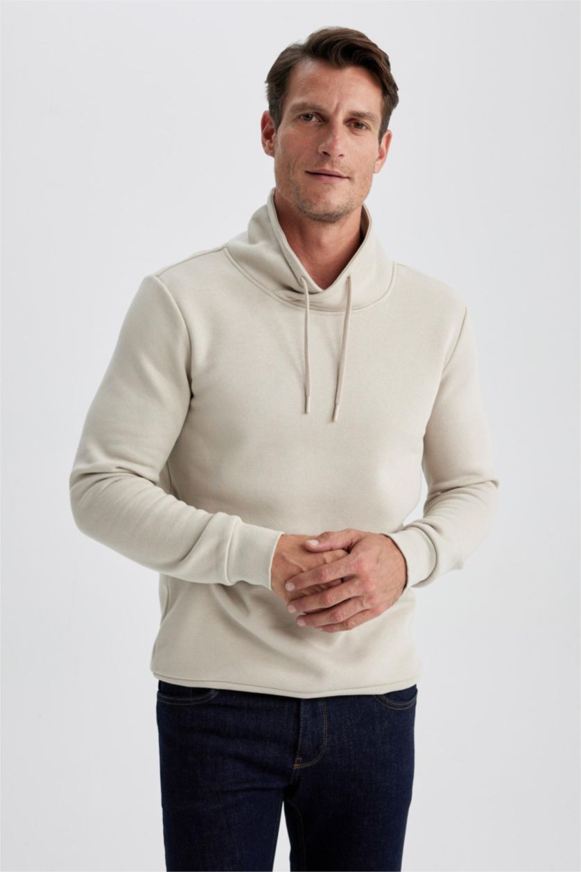 رجالي بيج سويت شيرت قصة عادية بياقة شال