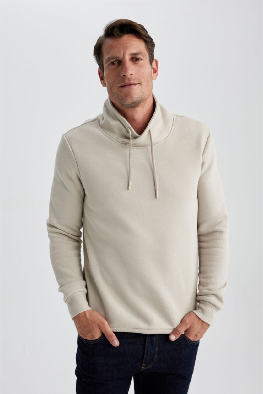 رجالي بيج سويت شيرت قصة عادية بياقة شال