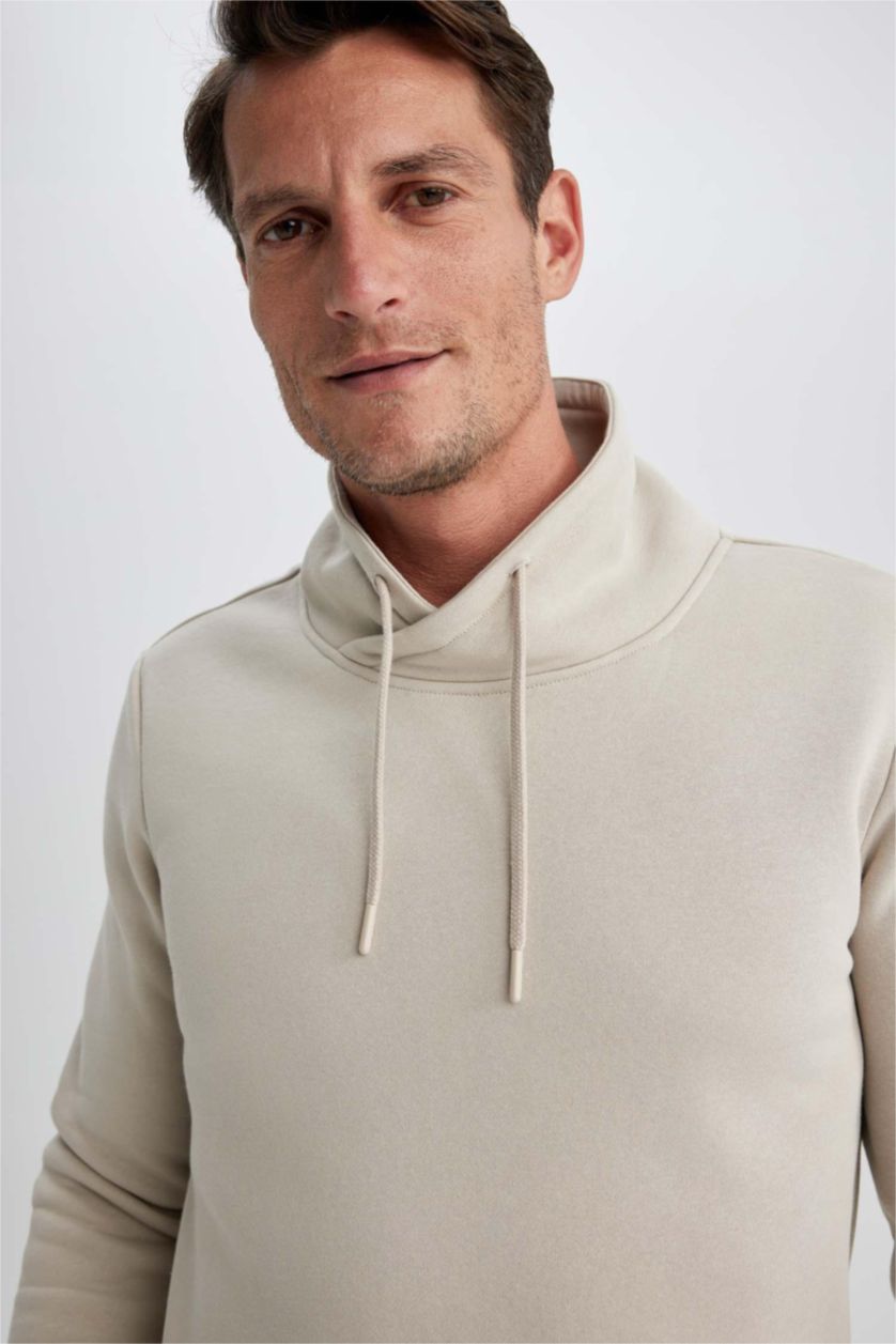 رجالي بيج سويت شيرت قصة عادية بياقة شال