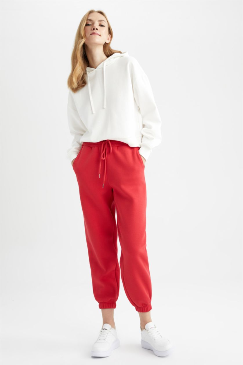 WOMAN Red jogger Thick Sweatshirt Fabric Trousers