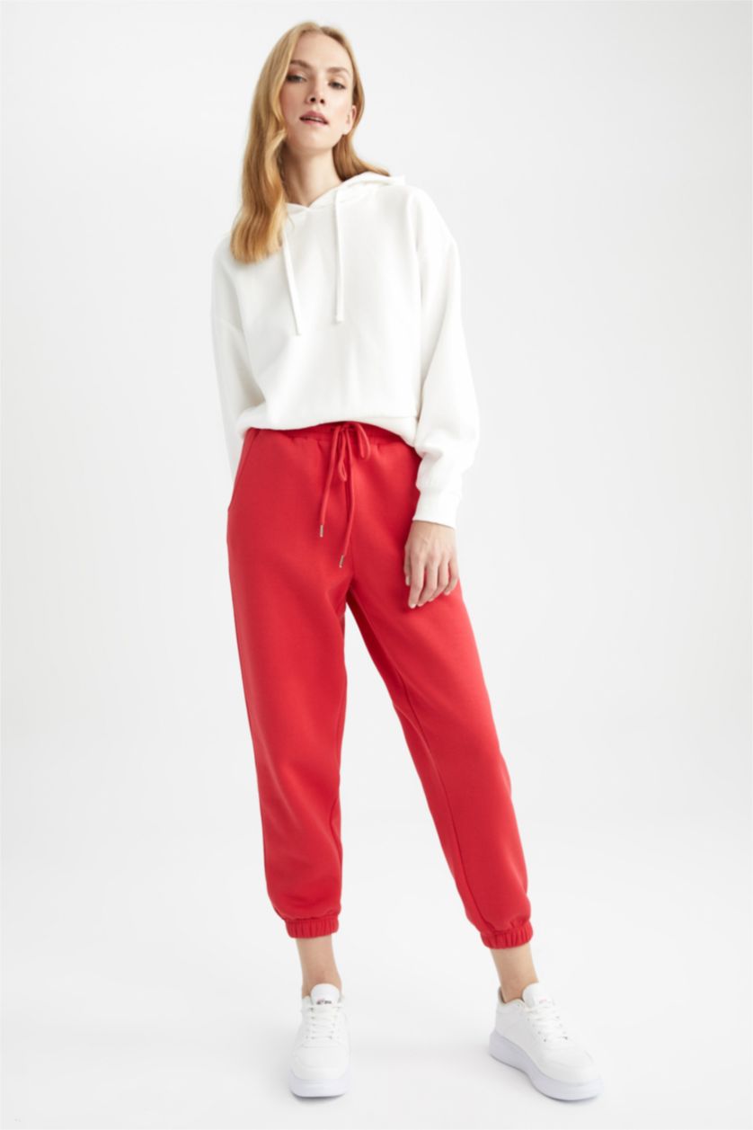 WOMAN Red jogger Thick Sweatshirt Fabric Trousers
