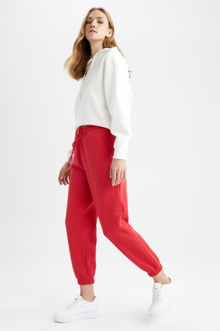 WOMAN Red jogger Thick Sweatshirt Fabric Trousers