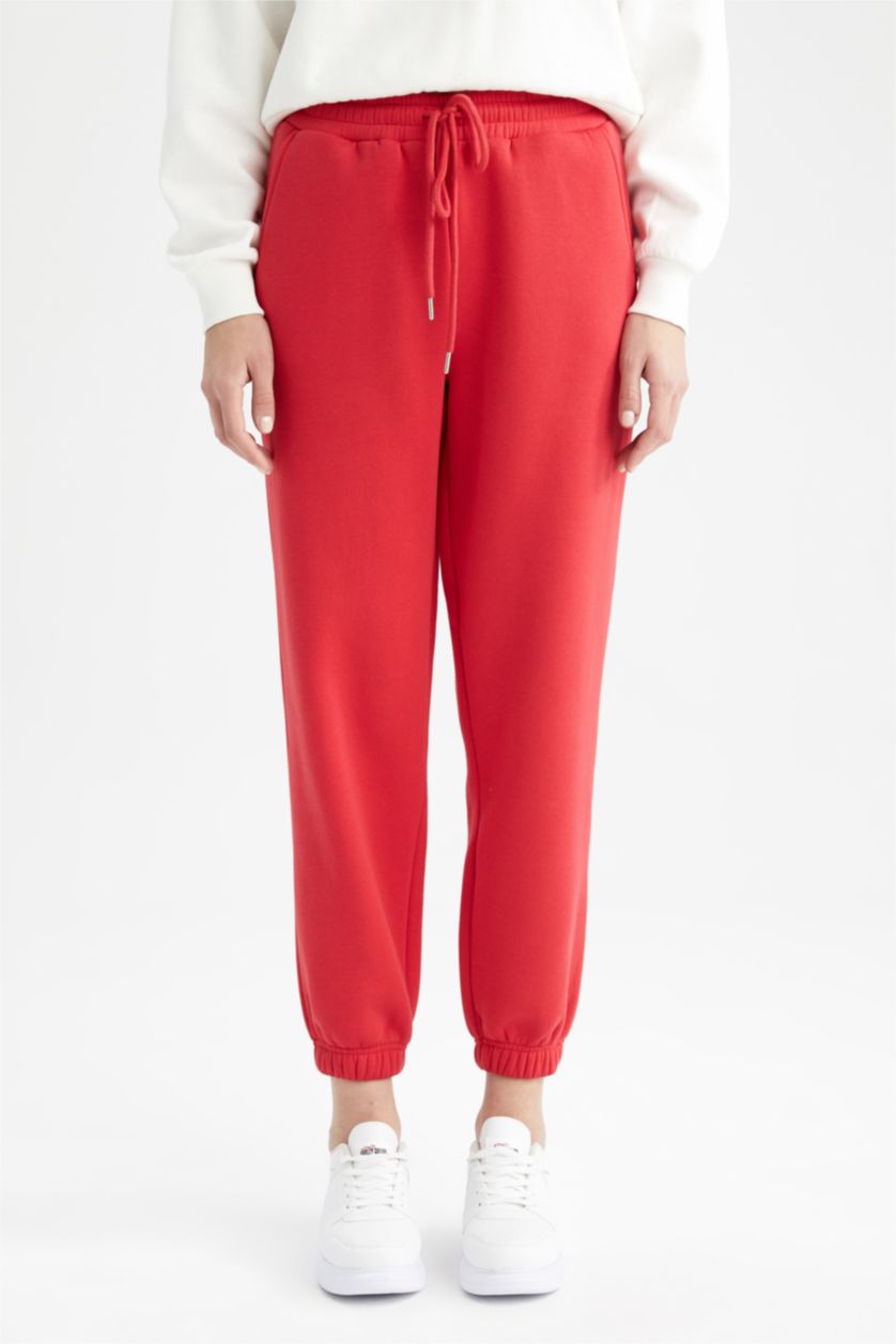 WOMAN Red jogger Thick Sweatshirt Fabric Trousers