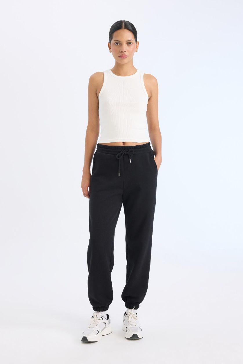 نساء أسود بنطرون بجامة رياضي سادة تقيل بجيب