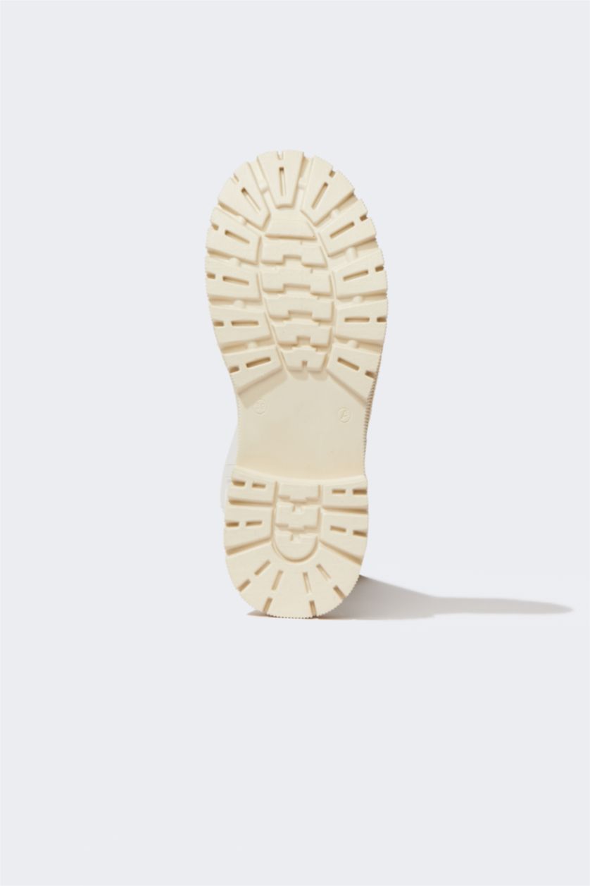 WOMAN Light Stone Faux Leather Thick Sole Boots