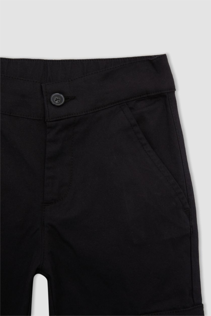 GARÇONS Noir Pantalon en gabardine avec poche cargo pour garçon