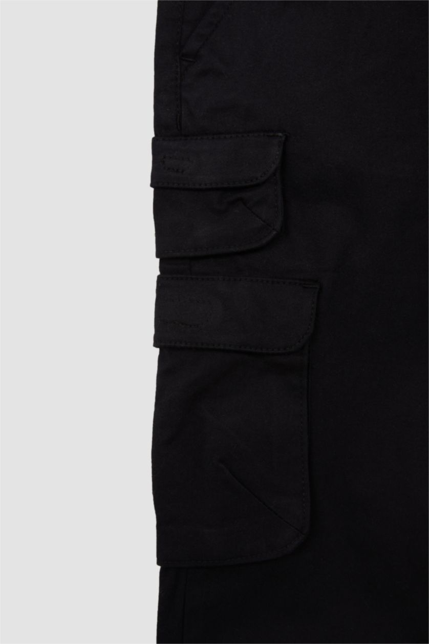 GARÇONS Noir Pantalon en gabardine avec poche cargo pour garçon