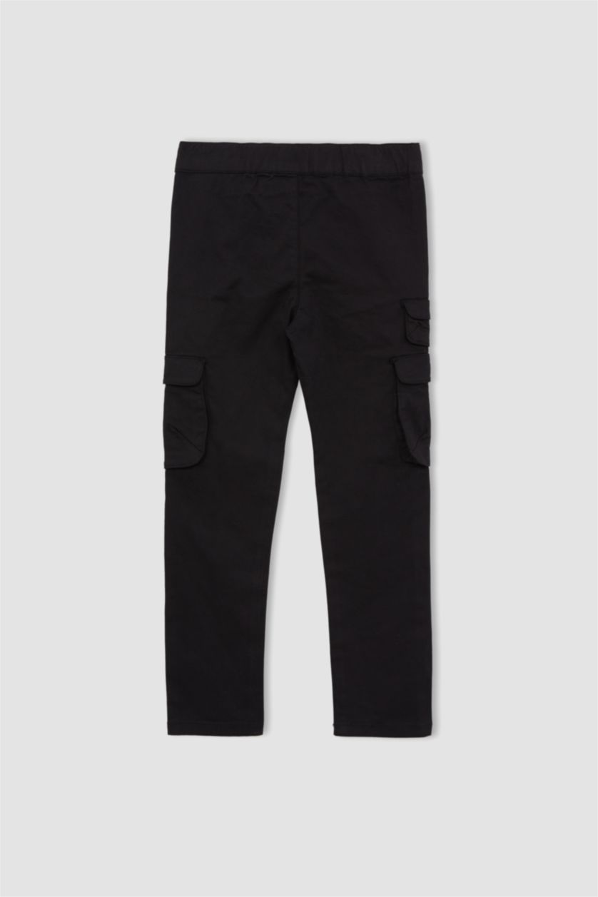 GARÇONS Noir Pantalon en gabardine avec poche cargo pour garçon