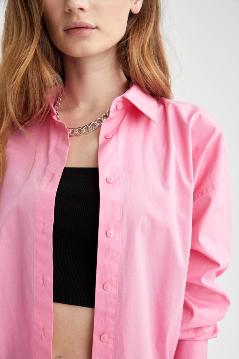 FEMME Rose Tunique chemise basique à manches longues