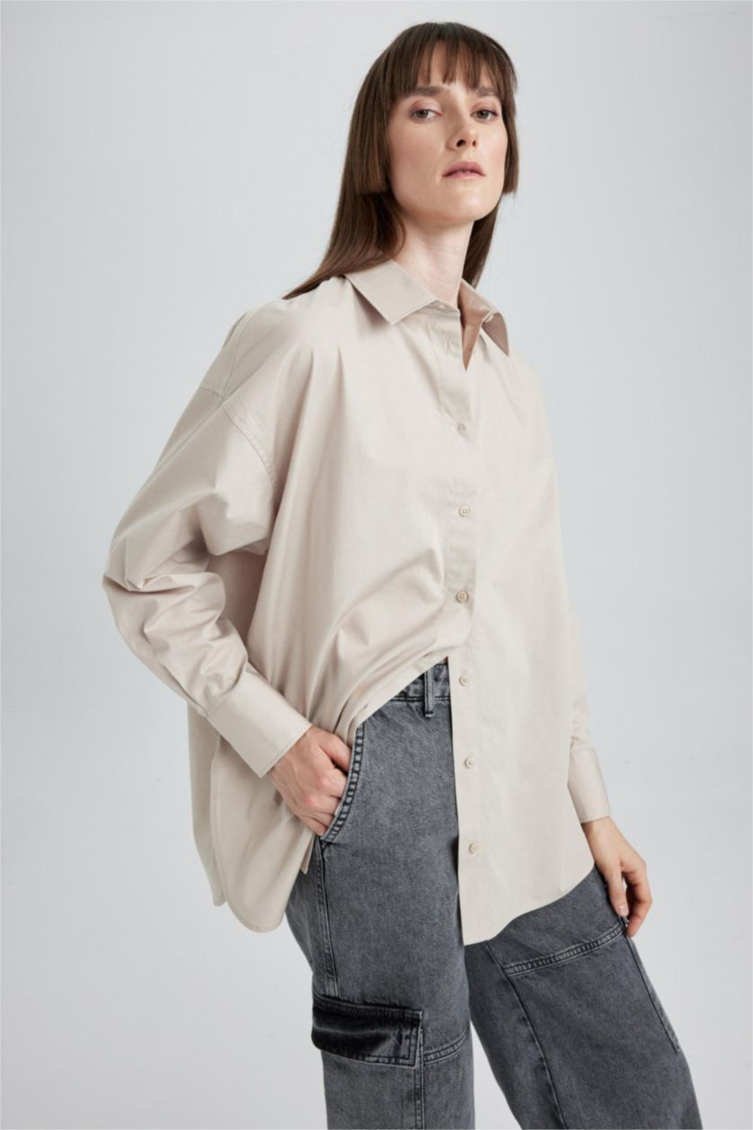 Әйелдерге Құм үлкен пішім Ұзын жеңді көйлек