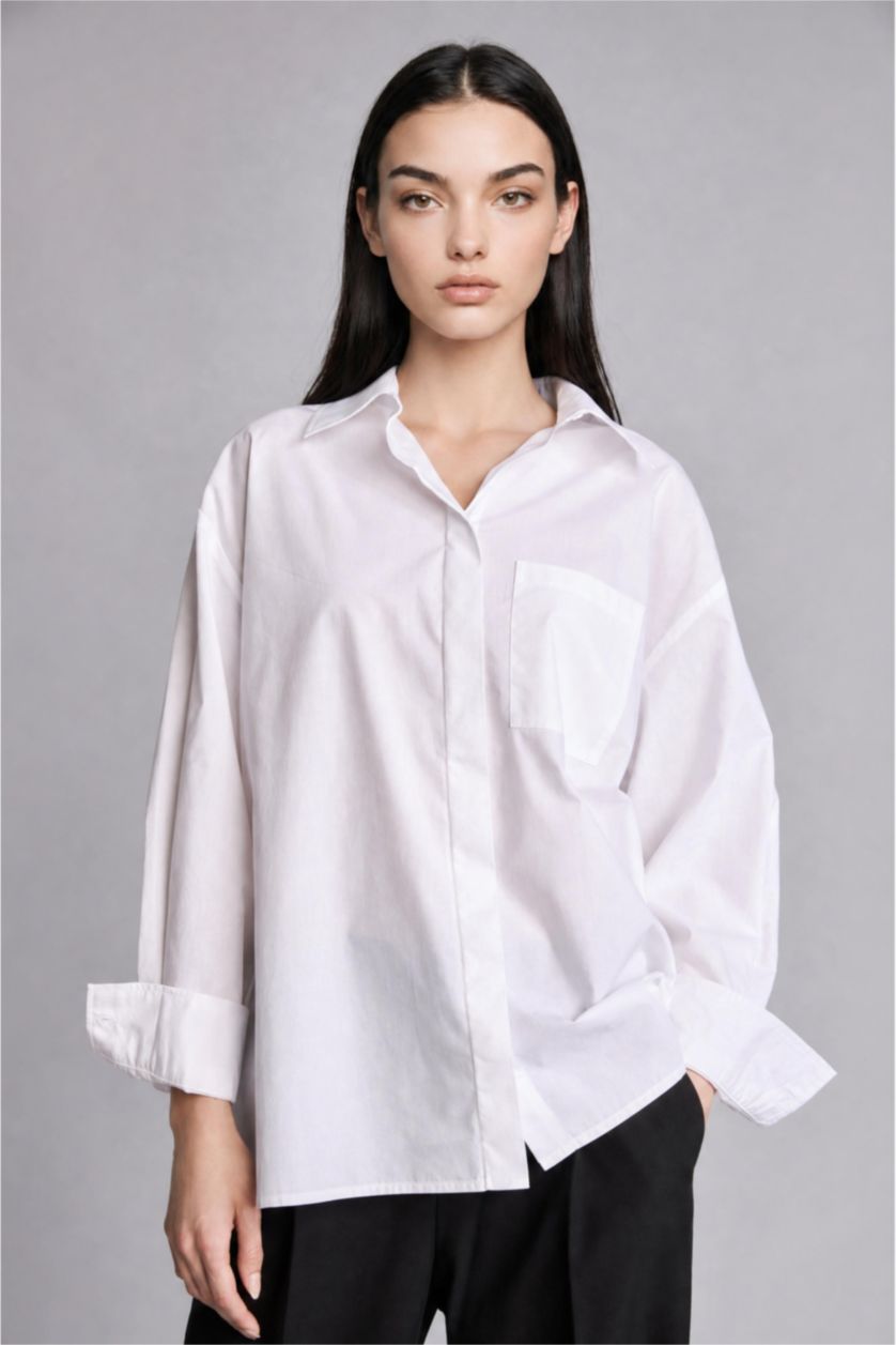 Әйелдерге ақ Oversize жейде