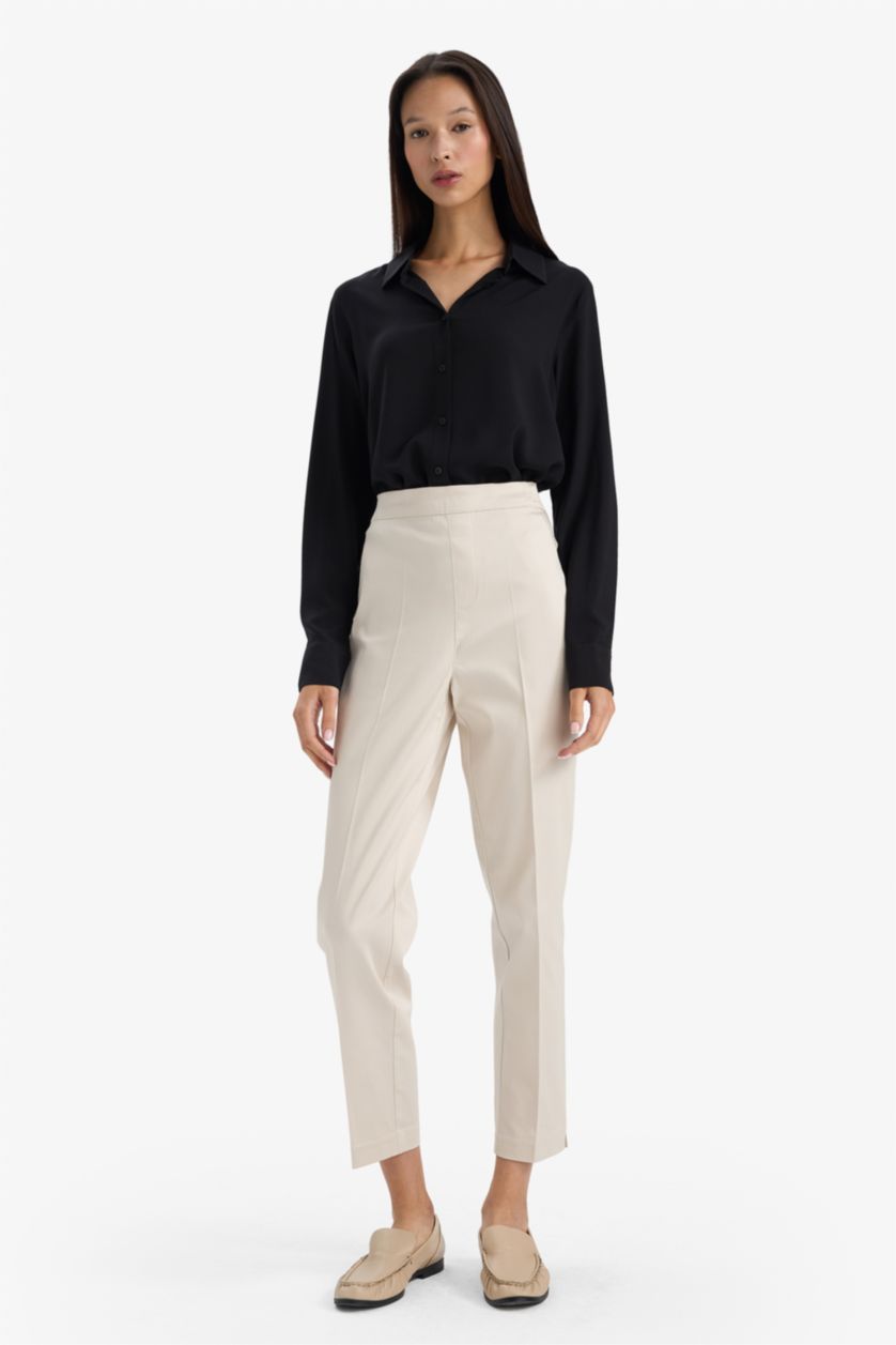 نساء أسود قميص كم طويل قصة عادية بياقة قميص