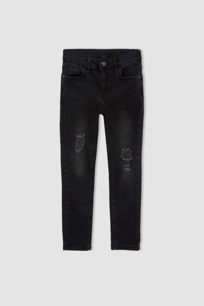 BOYS & TEENS Black Boy Slim Fit Distressed Jeans