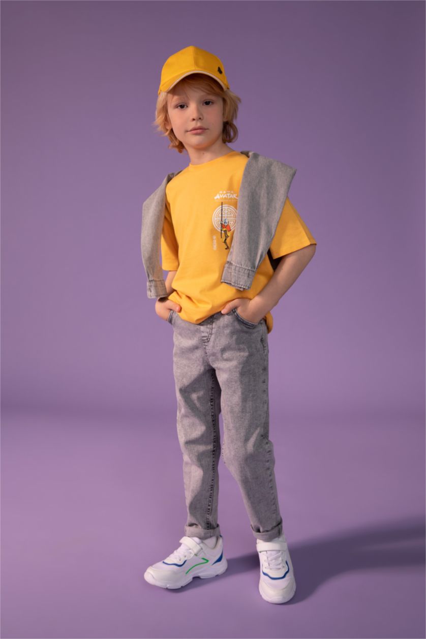 BOYS & TEENS Light Grey Boys Balloon Fit Flexible Waist Pocket Straight Leg Jeans