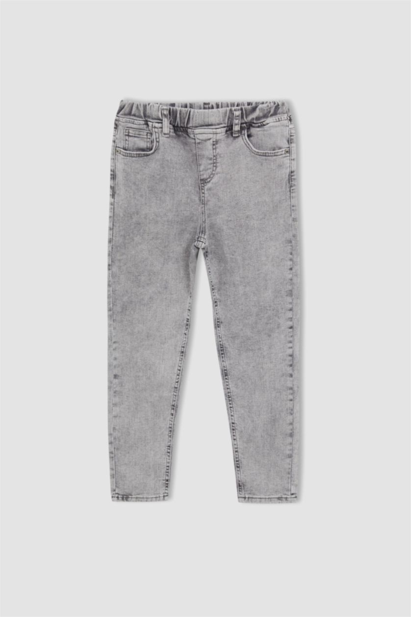 BOYS & TEENS Light Grey Boys Balloon Fit Flexible Waist Pocket Straight Leg Jeans