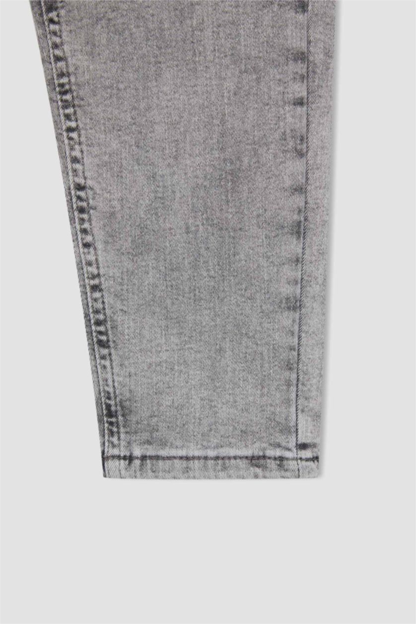 BOYS & TEENS Light Grey Boys Balloon Fit Flexible Waist Pocket Straight Leg Jeans