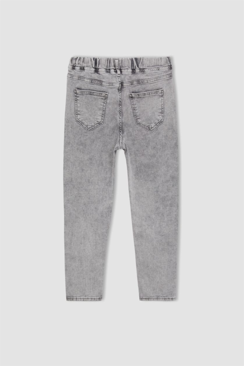 BOYS & TEENS Light Grey Boys Balloon Fit Flexible Waist Pocket Straight Leg Jeans