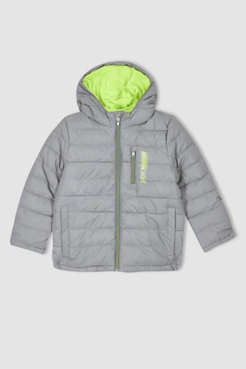 Erkek Çocuk - Genç Erkek REFLECTOR GREY Erkek Çocuk Kapüşonlu Polar Astarlı Reflektör Kumaşlı Şişme Mont