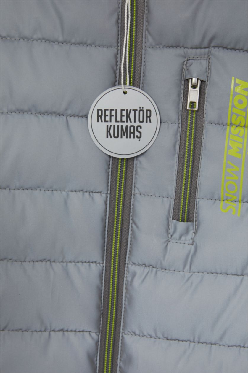 Erkek Çocuk - Genç Erkek REFLECTOR GREY Erkek Çocuk Kapüşonlu Polar Astarlı Reflektör Kumaşlı Şişme Mont