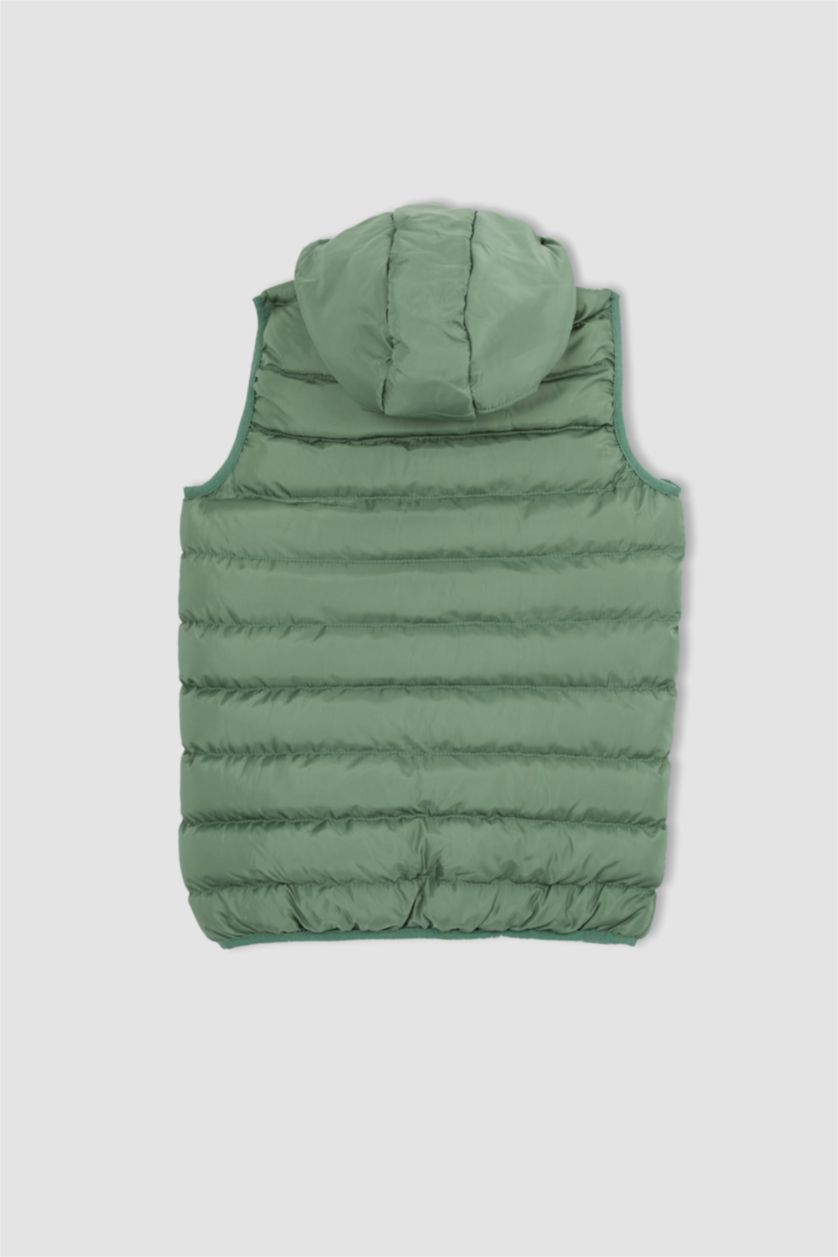Erkek Çocuk - Genç Erkek Yeşil Erkek Çocuk Kapüşonlu Mevsimlik Şişme Yelek