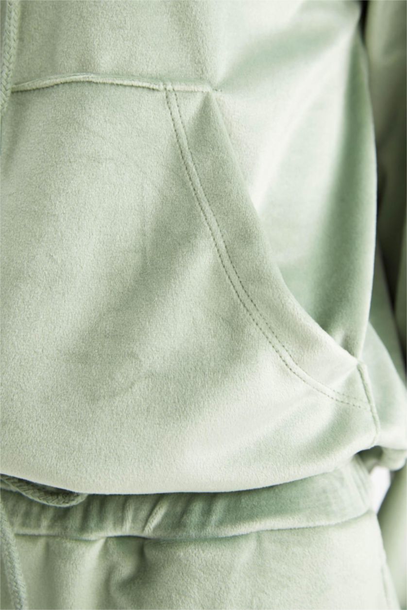 FEMME Vert Clair Velours Côtelé Coupe Régulière