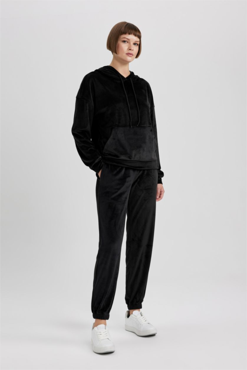 FEMME Noir Velours Côtelé Coupe jogging
