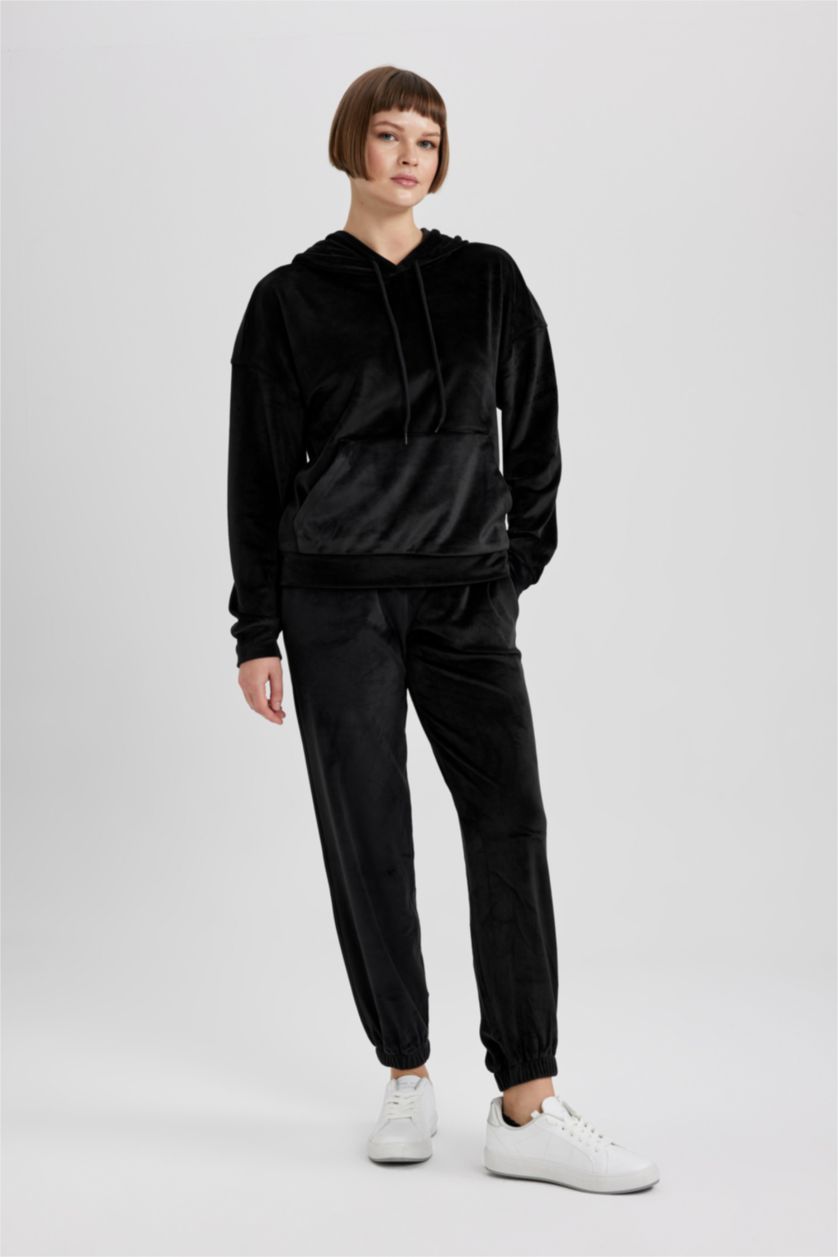 FEMME Noir Velours Côtelé Coupe jogging