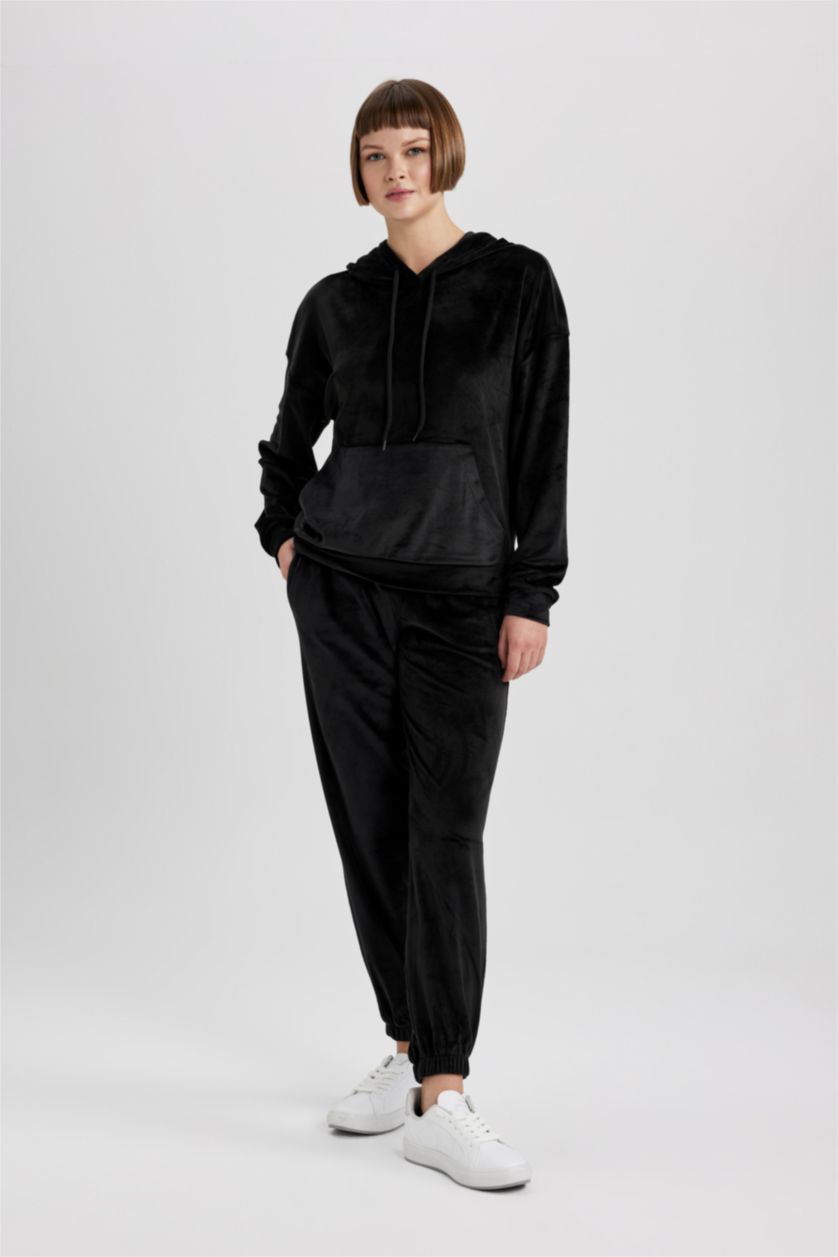 FEMME Noir Velours Côtelé Coupe jogging