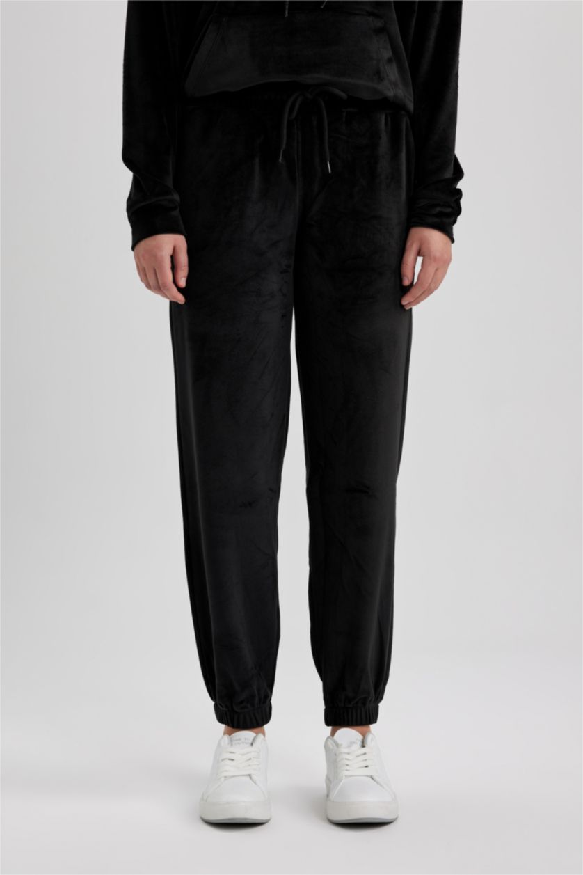 FEMME Noir Velours Côtelé Coupe jogging