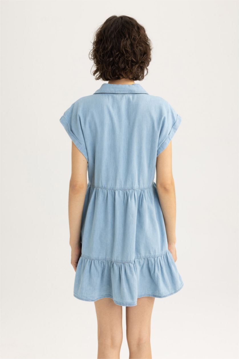Woman Light Blue Fashion Fit Denim Mini Dress