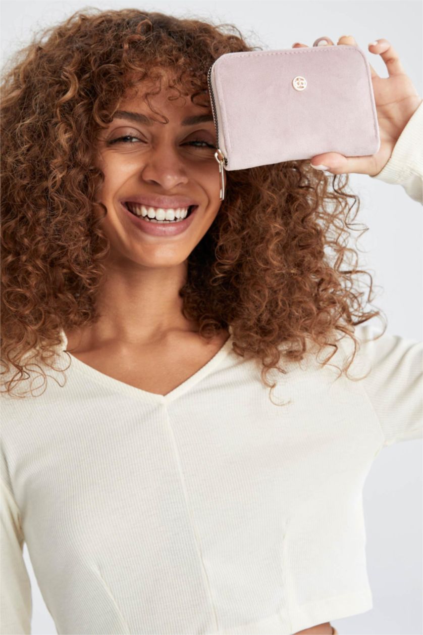 Women Light Pink Women's Suede Look Wallet