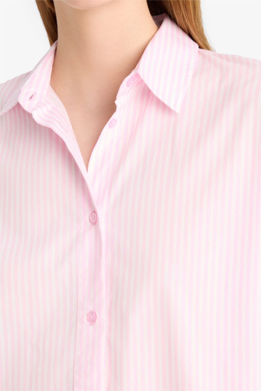 نساء زهري فاتح Oversize Fit Poplin Long Sleeve Shirt
