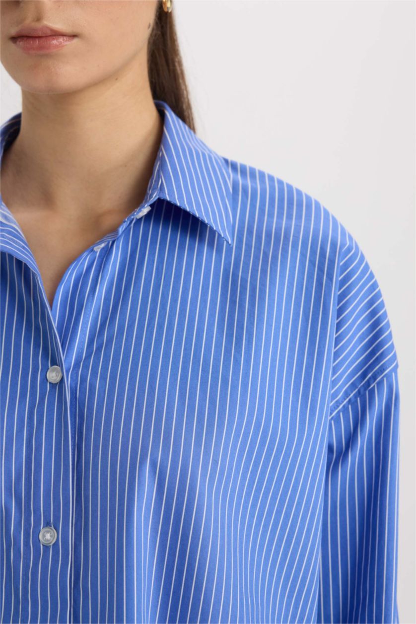 Әйелдерге Көк үлкен пішім Ұзын жеңді көйлек