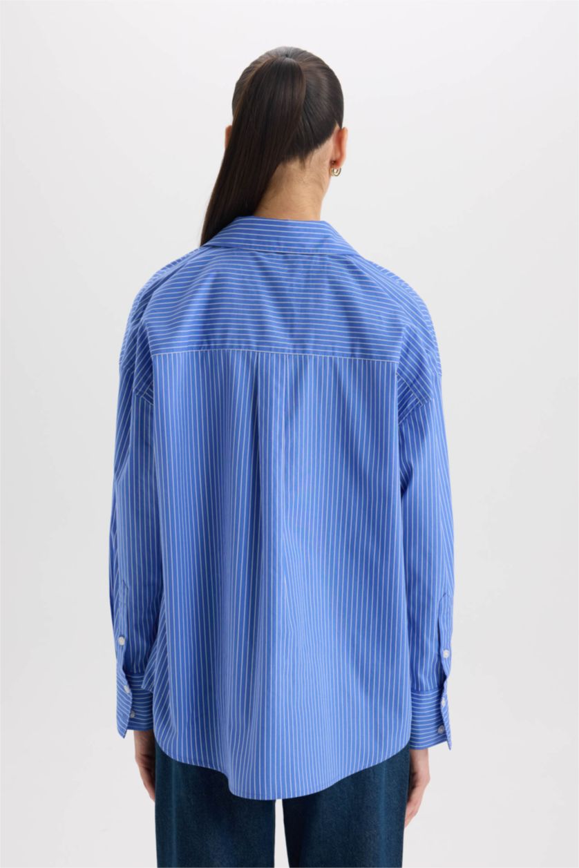 Әйелдерге Көк үлкен пішім Ұзын жеңді көйлек