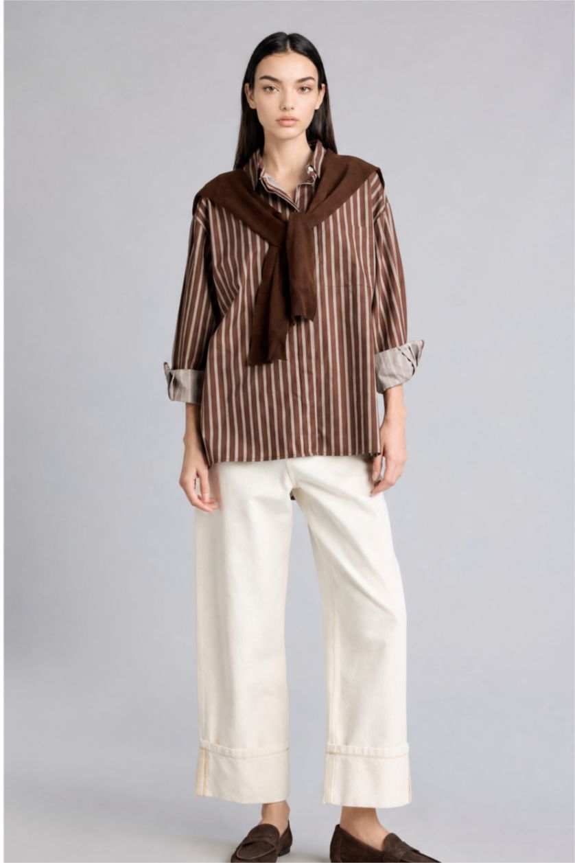 Әйелдерге Қоңыр Oversize жейде