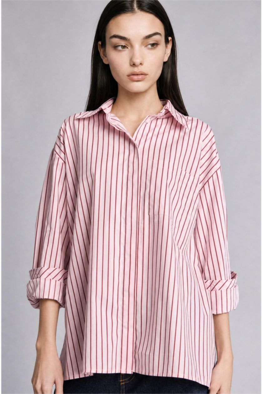 Әйелдерге Қызғылт Oversize жейде