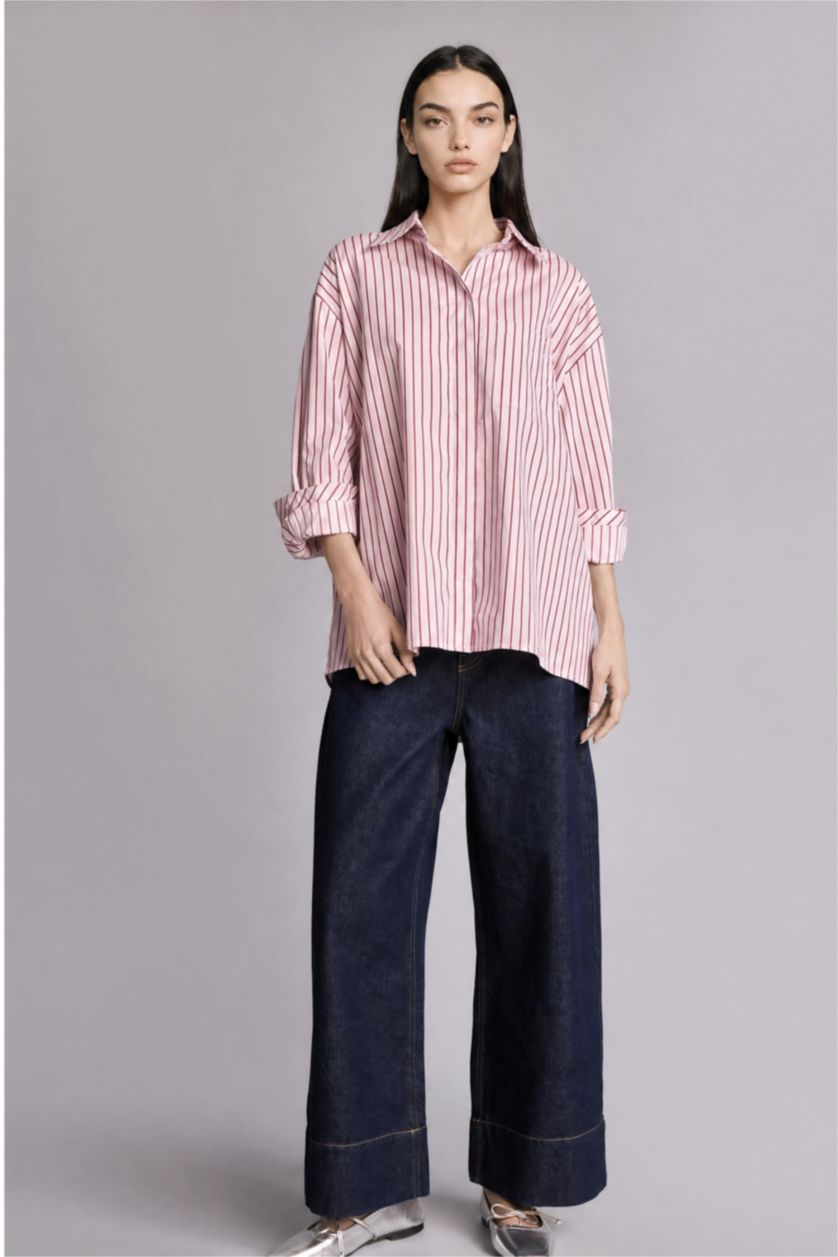 Әйелдерге Қызғылт Oversize жейде