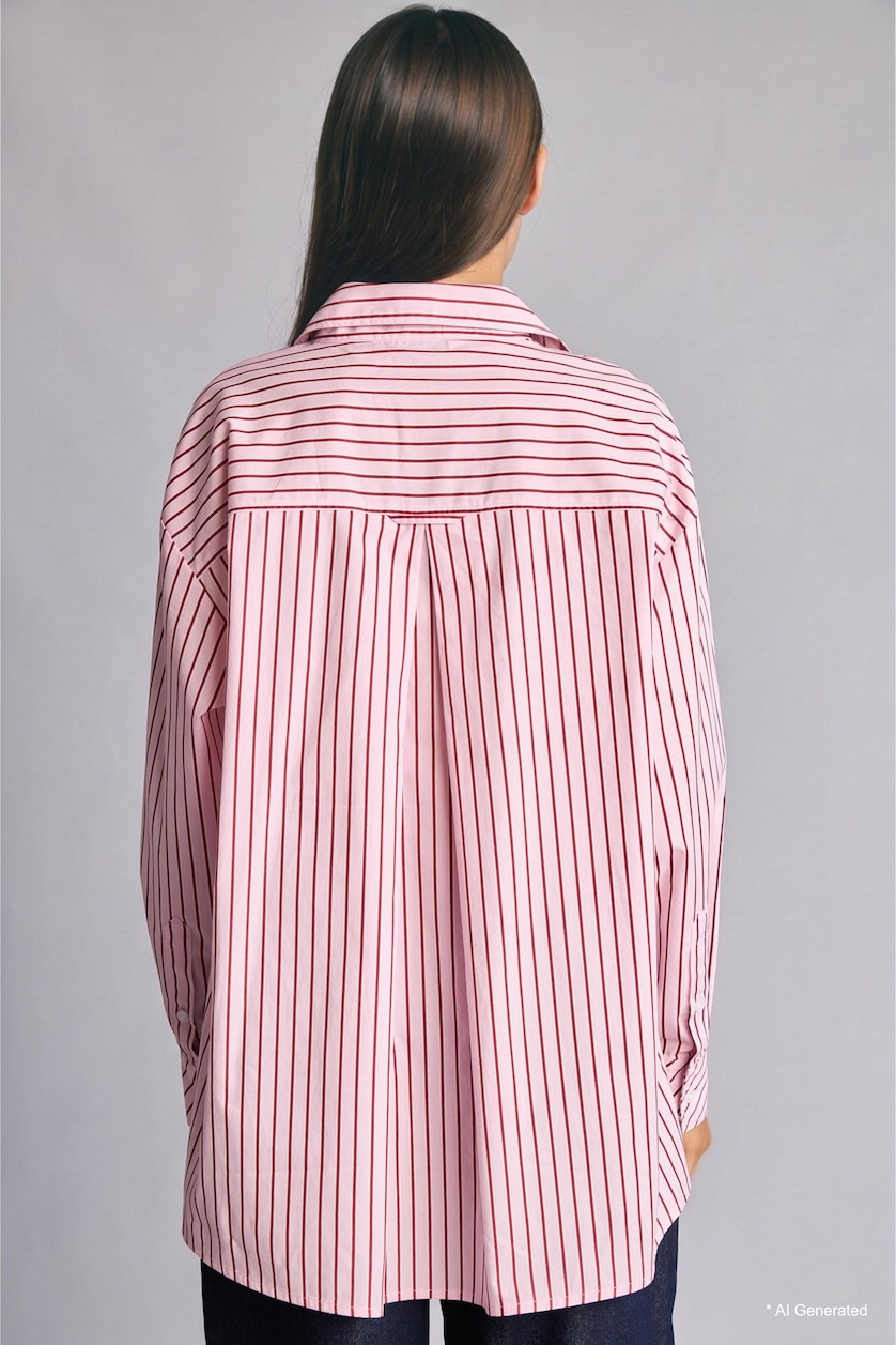 WOMAN Pink Oversize Fit Poplin Long Sleeve Shirt