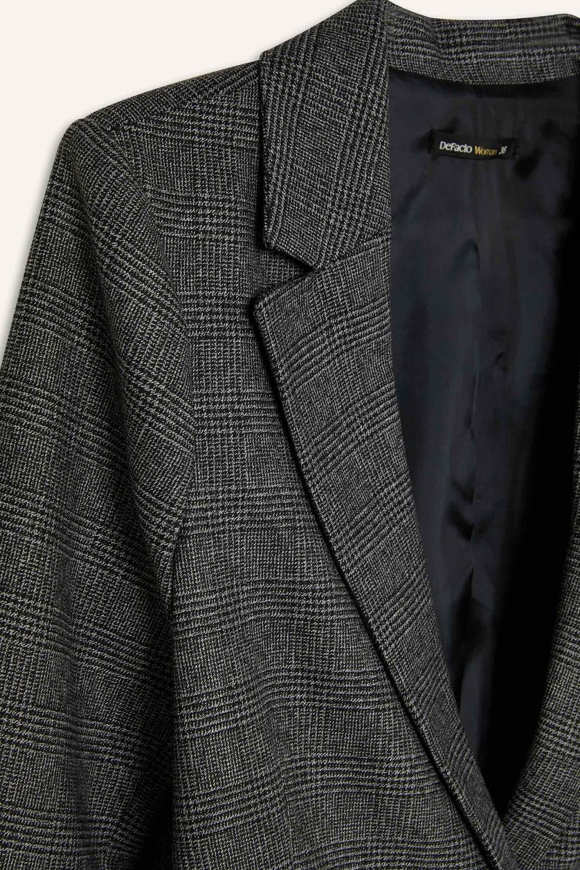 Kadın Antrasit Oversize Geniş Kalıp Düğmeli Blazer Ceket