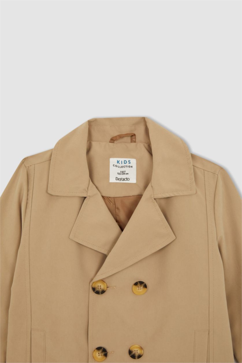 Erkek Çocuk - Genç Erkek Bej Erkek Çocuk Regular Fit Mikrofiber Twill Kumaş Uzun Mevsimlik Trençkot
