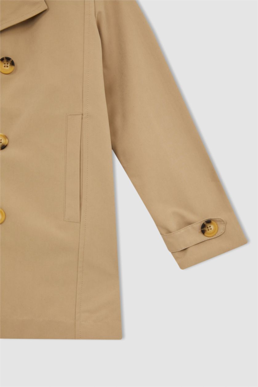 Erkek Çocuk - Genç Erkek Bej Erkek Çocuk Regular Fit Mikrofiber Twill Kumaş Uzun Mevsimlik Trençkot