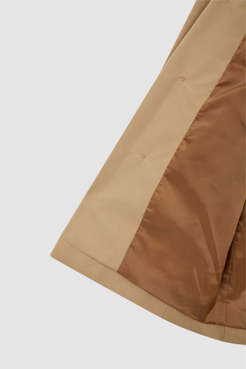 Erkek Çocuk - Genç Erkek Bej Erkek Çocuk Regular Fit Mikrofiber Twill Kumaş Uzun Mevsimlik Trençkot