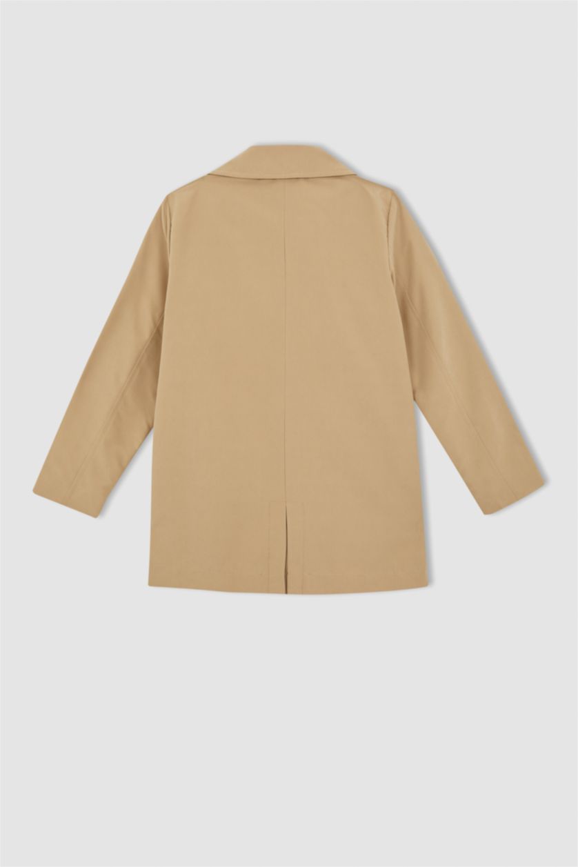 Erkek Çocuk - Genç Erkek Bej Erkek Çocuk Regular Fit Mikrofiber Twill Kumaş Uzun Mevsimlik Trençkot