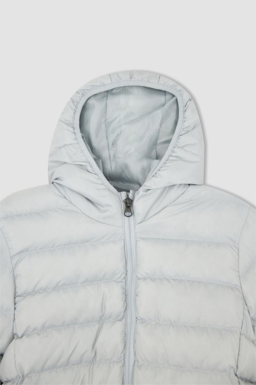 BOYS & TEENS Light Grey Boy Regular Fit Hooded Padded Coat