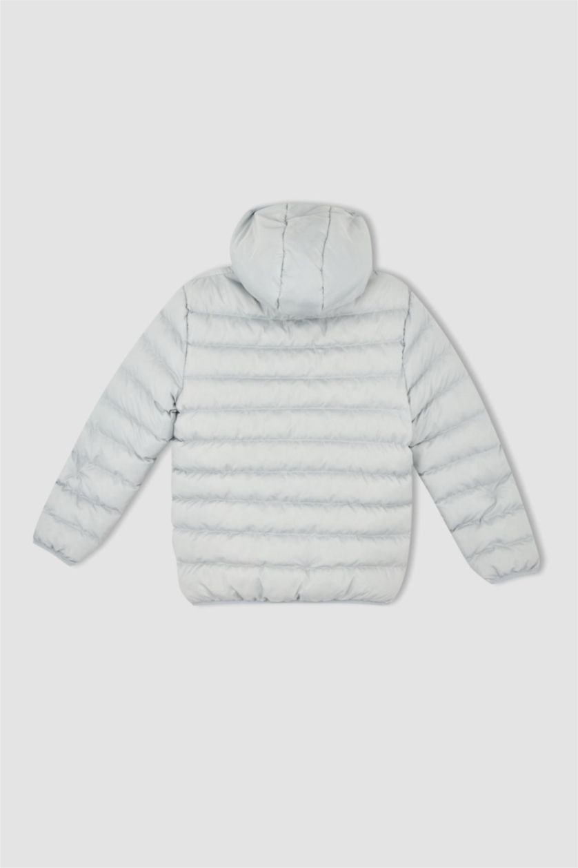 BOYS & TEENS Light Grey Boy Regular Fit Hooded Padded Coat
