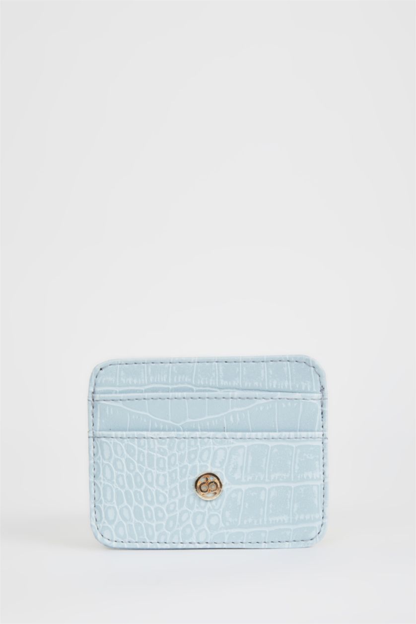 WOMAN Blue Women's Faux Leather Croco Card Holder